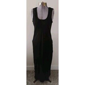 Vtg 90s Laura Ashley Black Slip Maxi Dress Women's Sleeveless Lace Boho 4/6